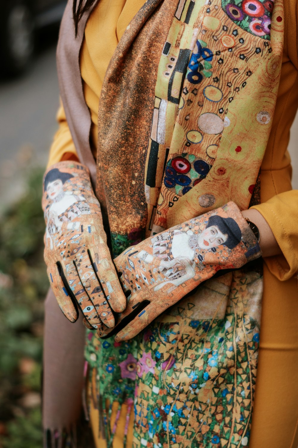 a person wearing a colorful dress