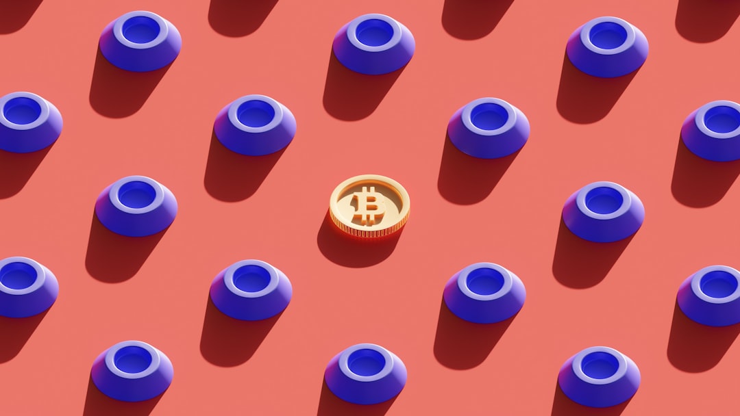 a group of blue plastic containers, Bitcoin crypto coin Illustration. work email 👉shubhamdhage000@gmail.com