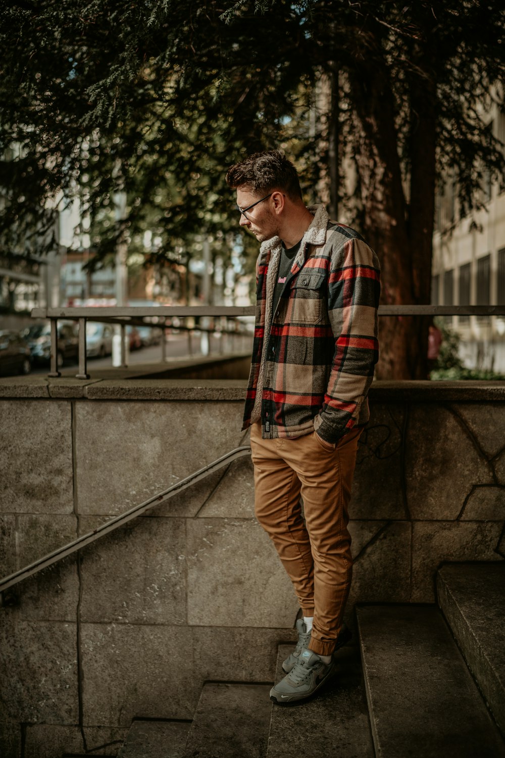 a man standing on a ledge