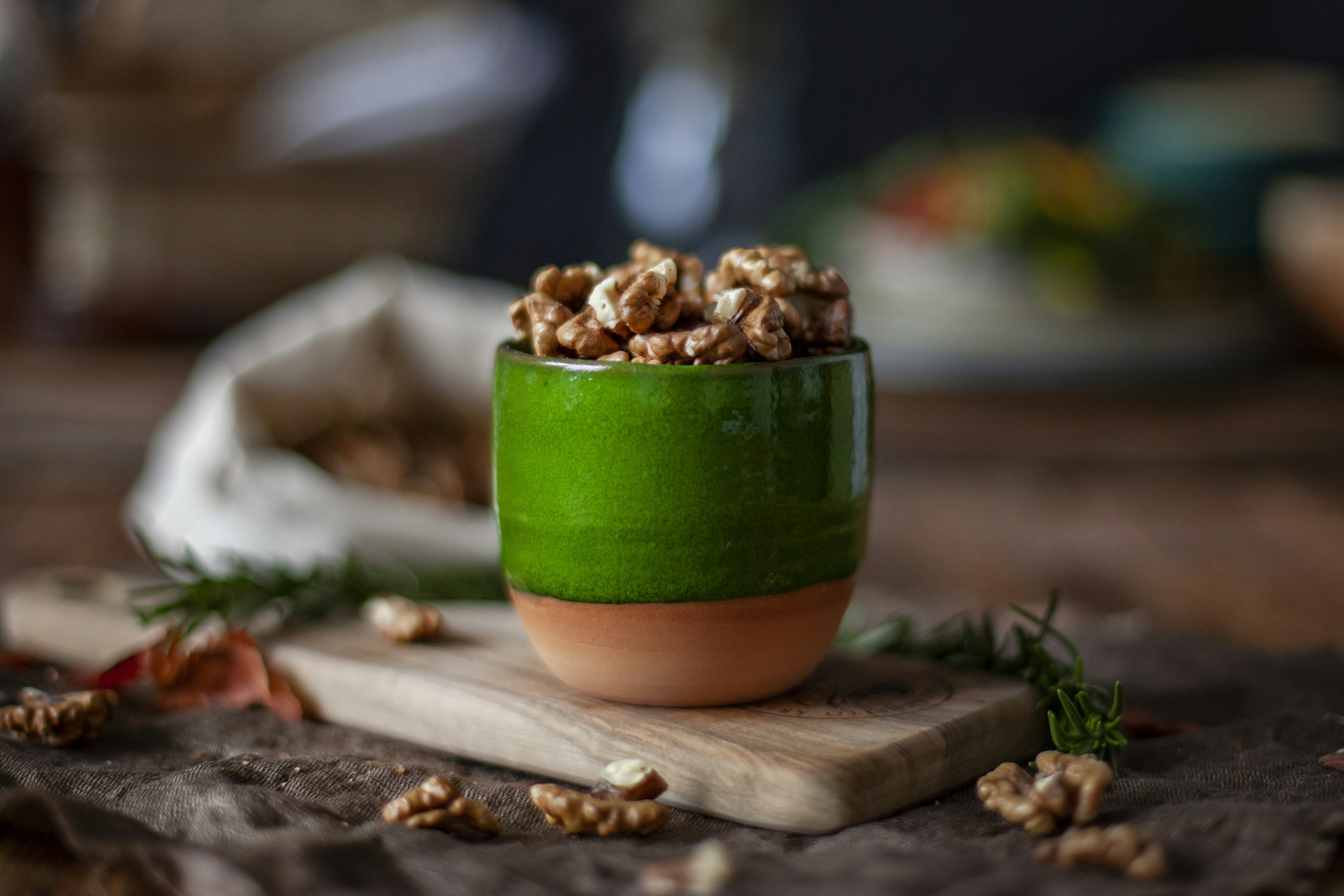 a cup of tea with nuts