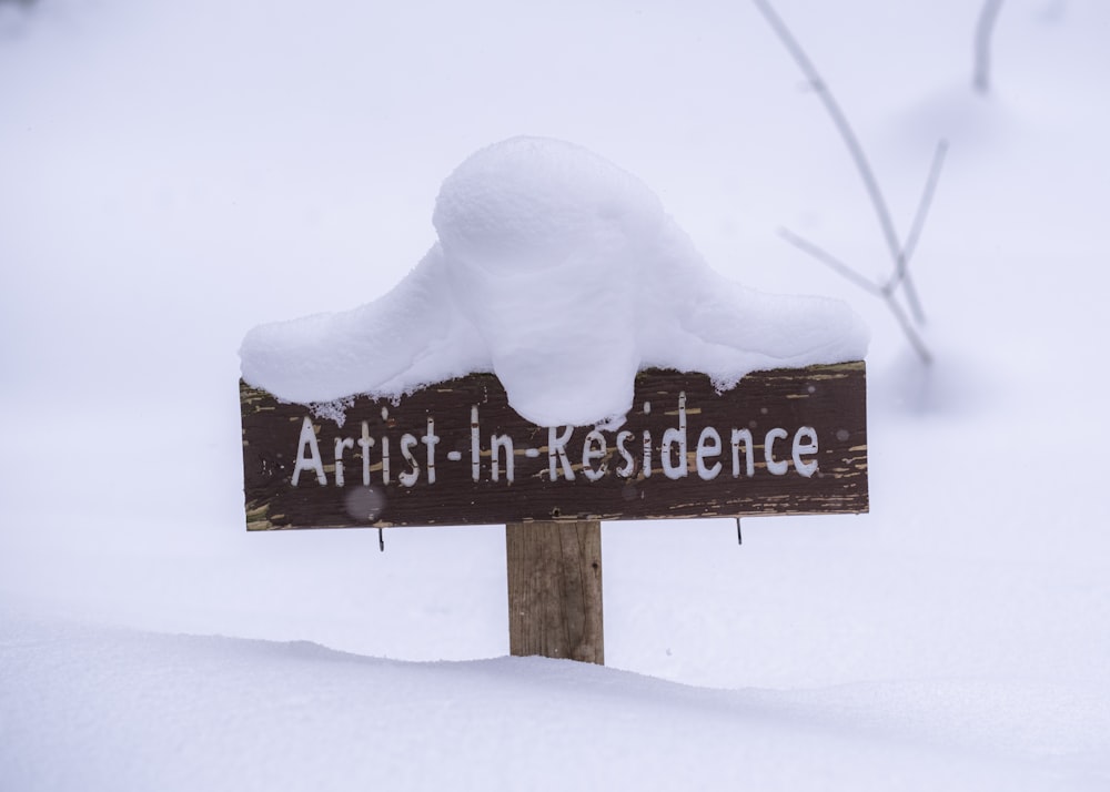 a sign in the snow