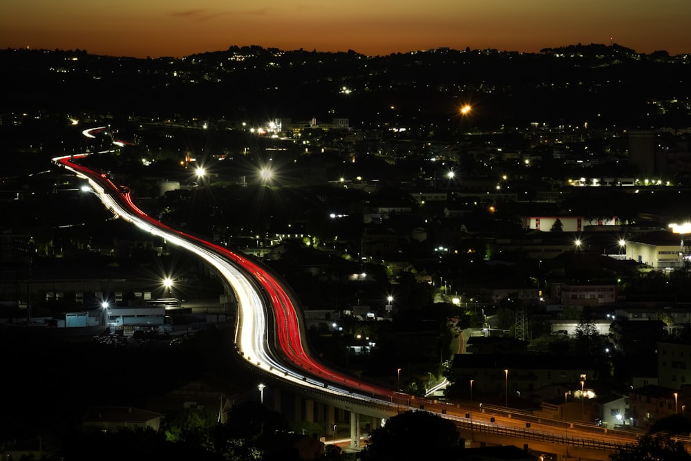 a city with lights at night