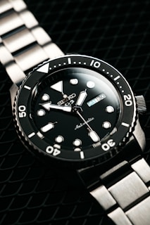 a black watch with white hands