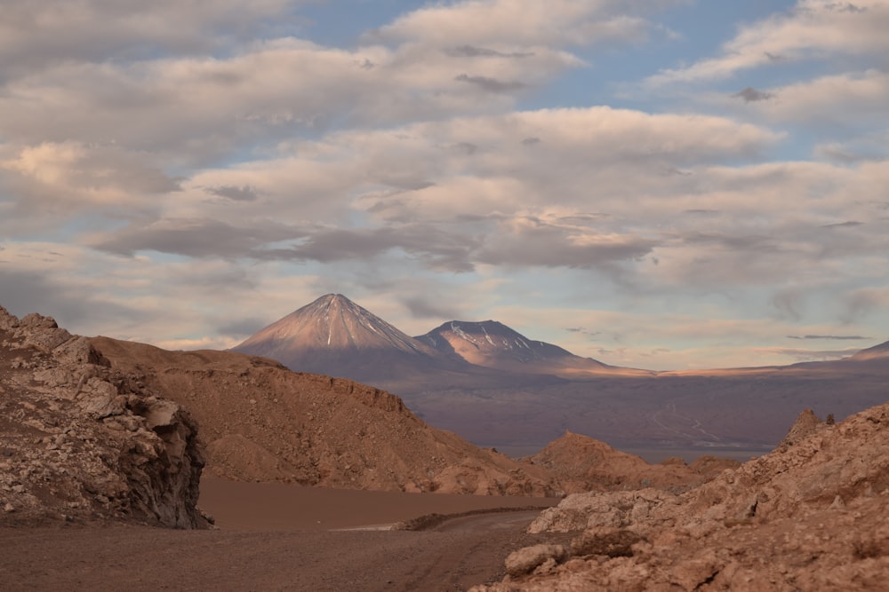 a mountain with a snow capped peak