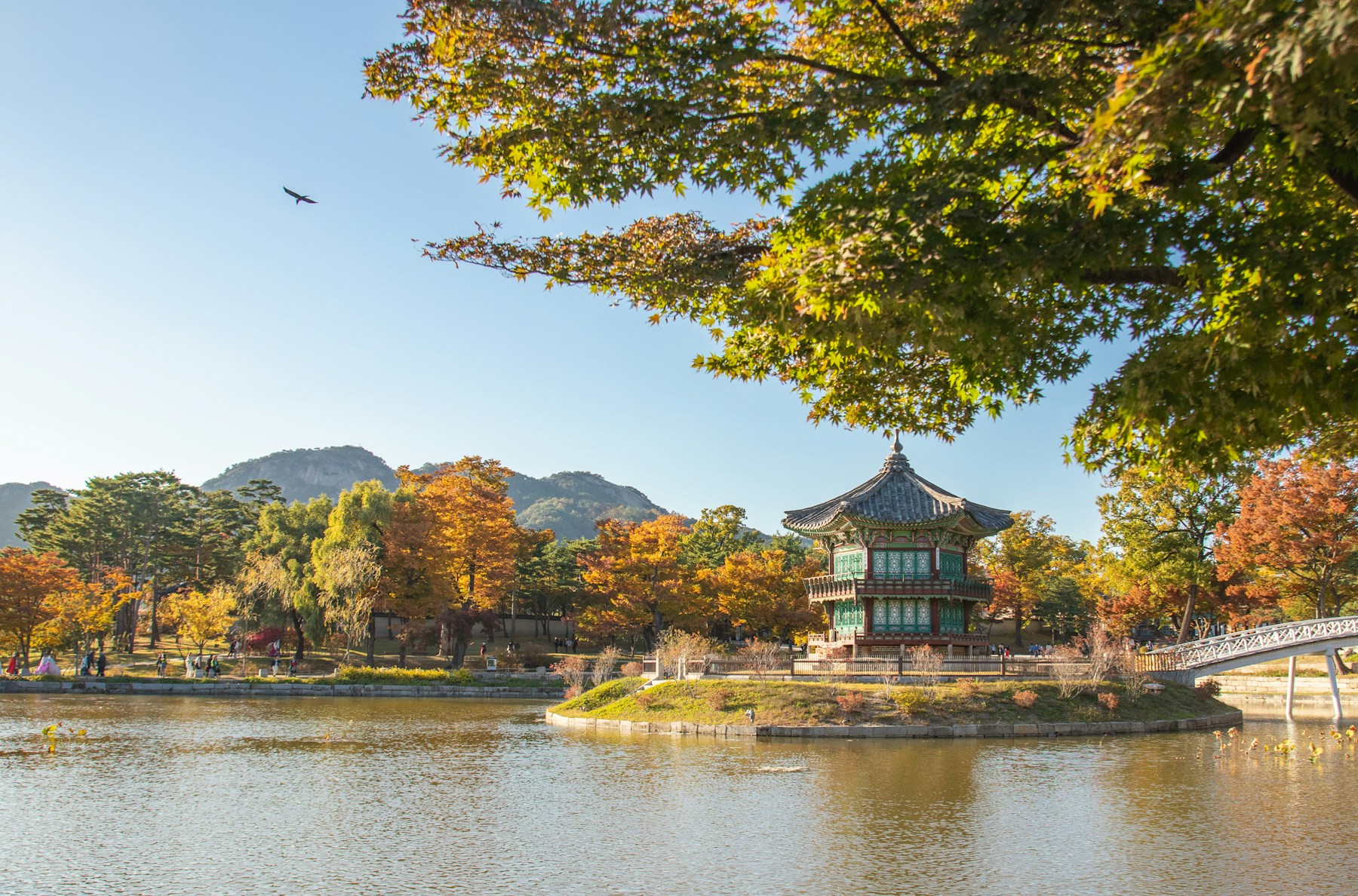 Korean pavilion beside water