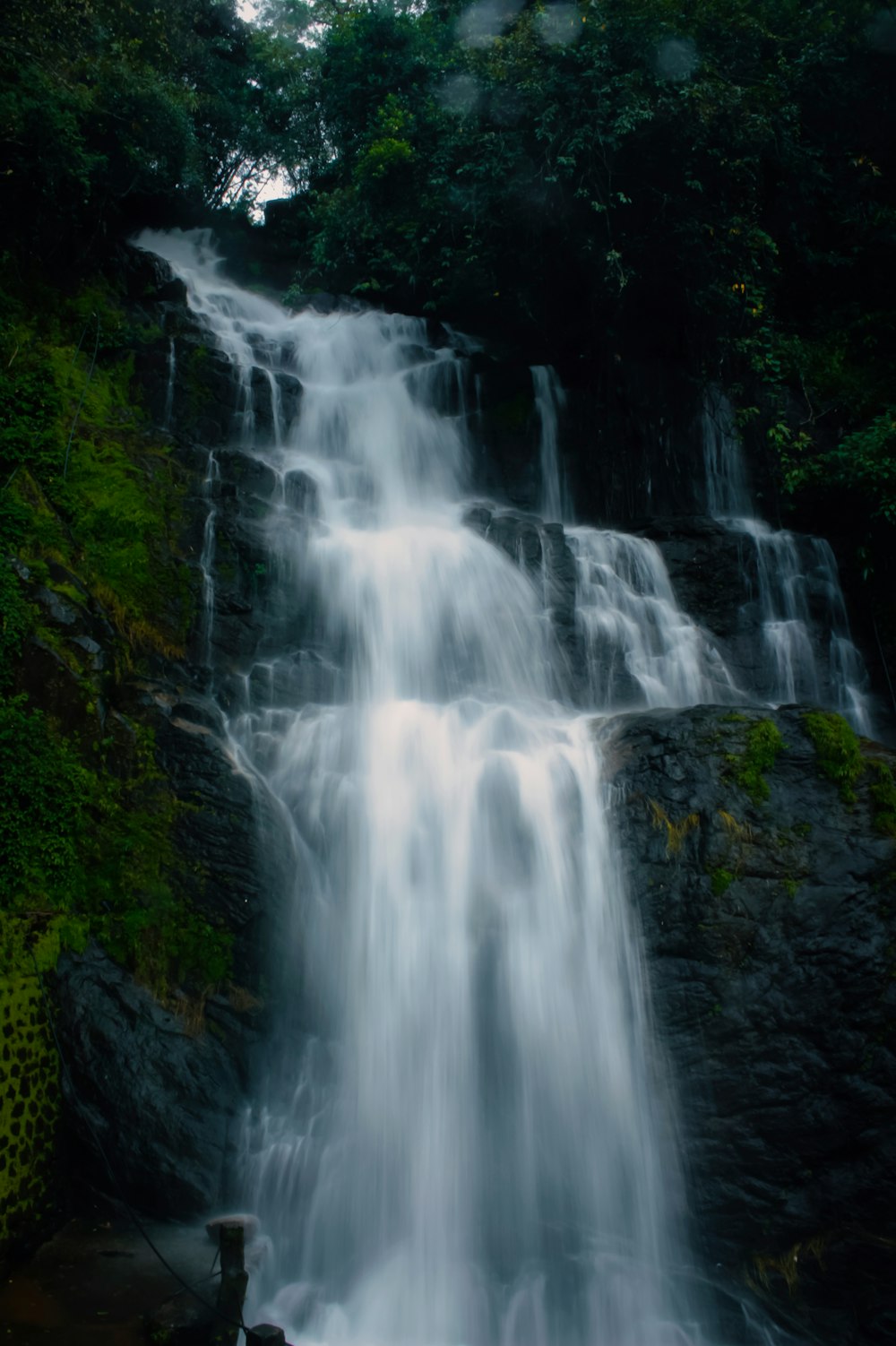 a waterfall in a forest