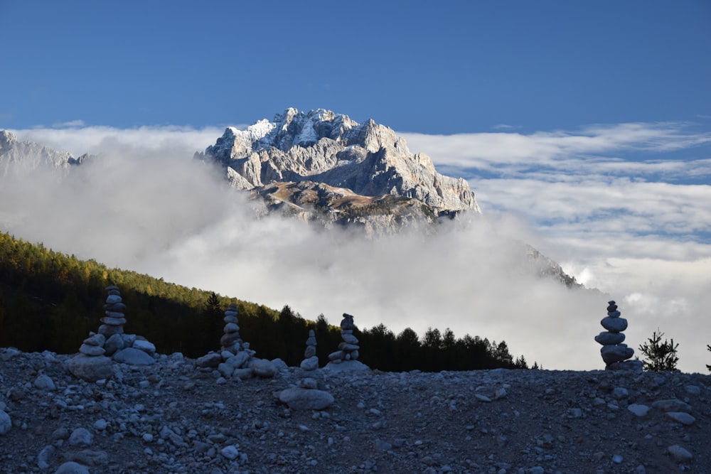 a mountain with snow