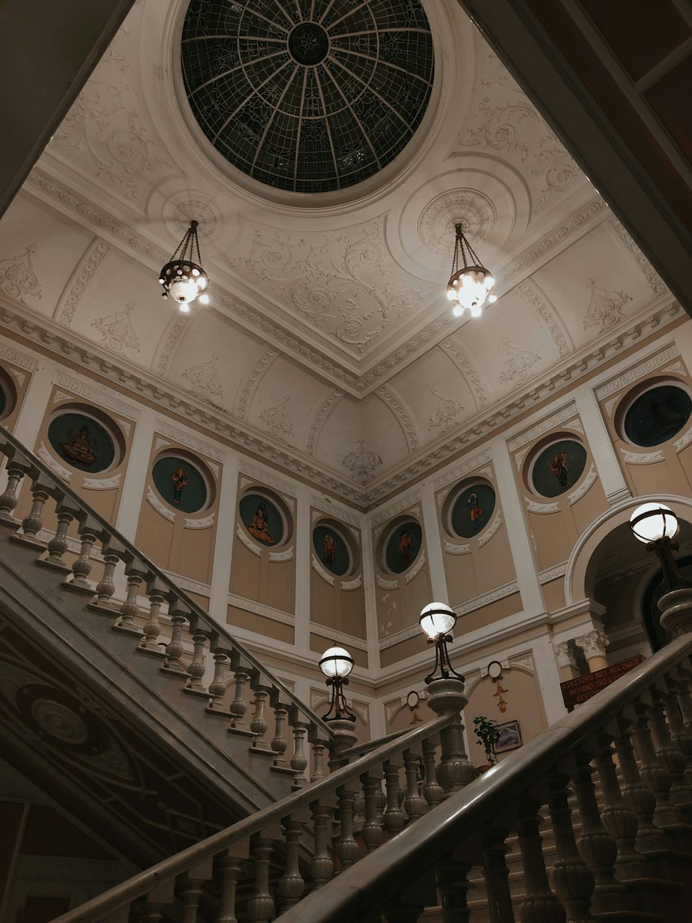 a staircase in a building