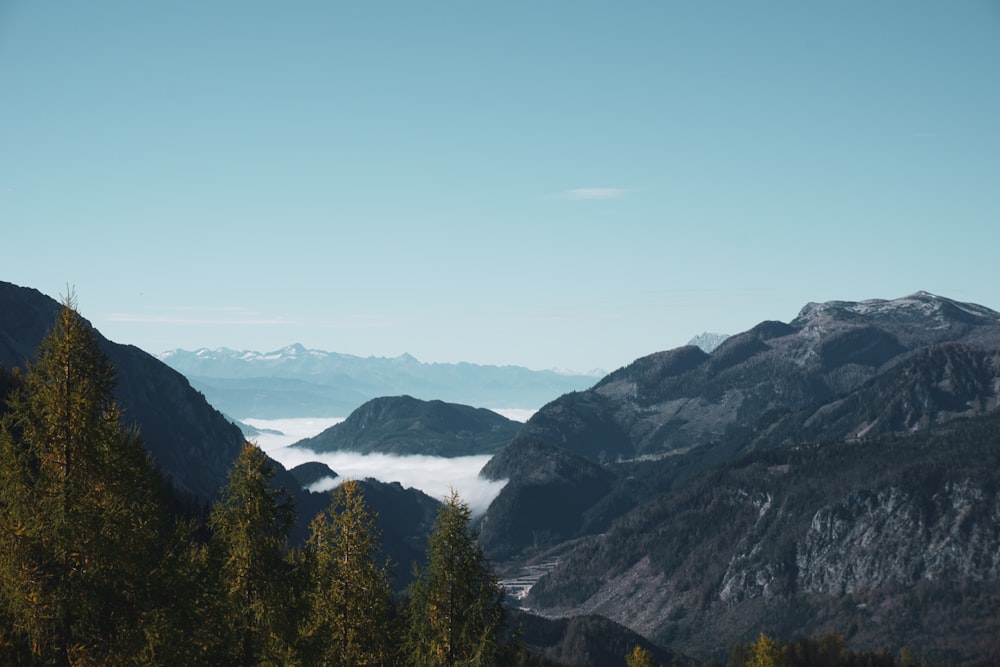 a view of a mountain range and a body of water