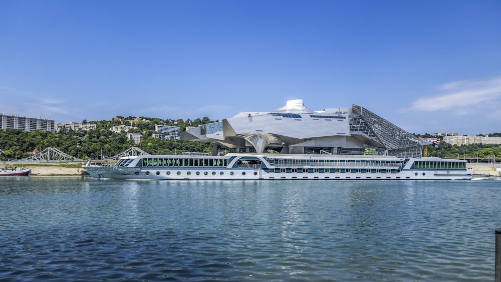 a large white boat in the water