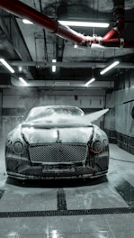 a car in a garage