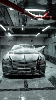 a car in a garage