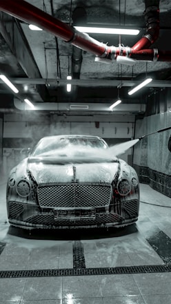 a car in a garage
