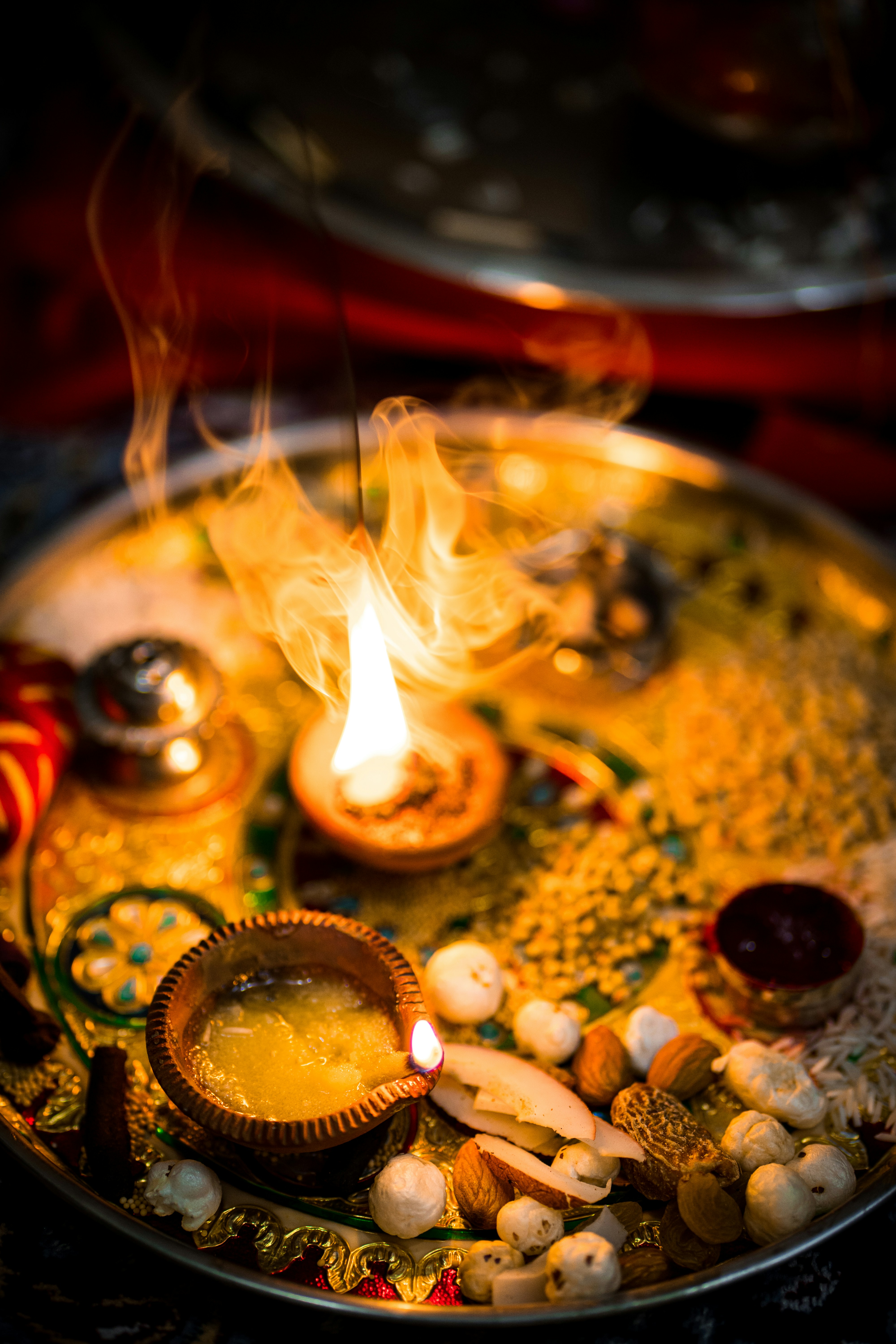Devotional lamps and offerings