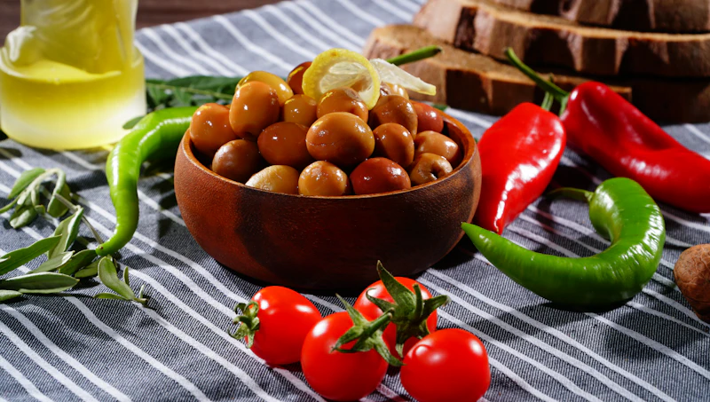 Aperitivo Mediterráneo de Altramuces, Aceitunas y Tomate Cherry