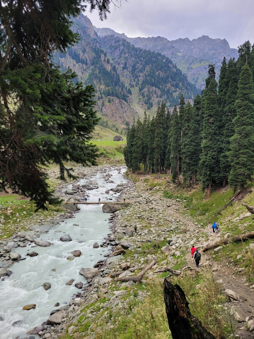 people hiking in a mountain