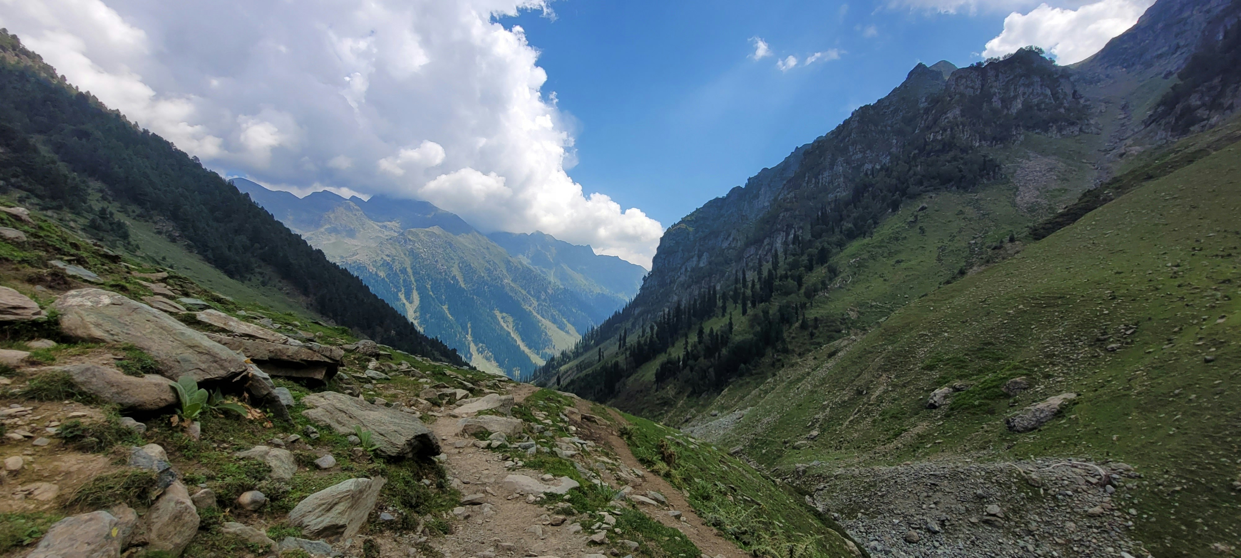 a rocky valley between mountains