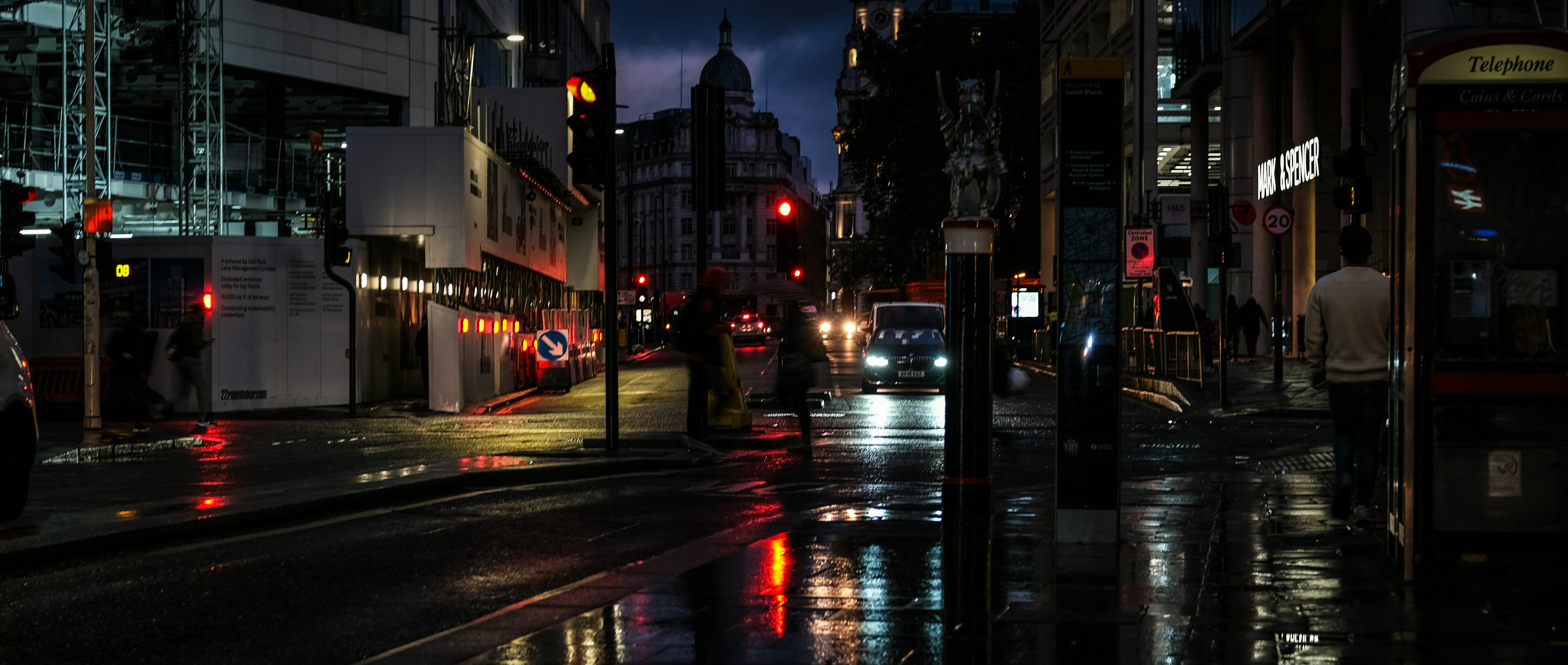 a city street at night