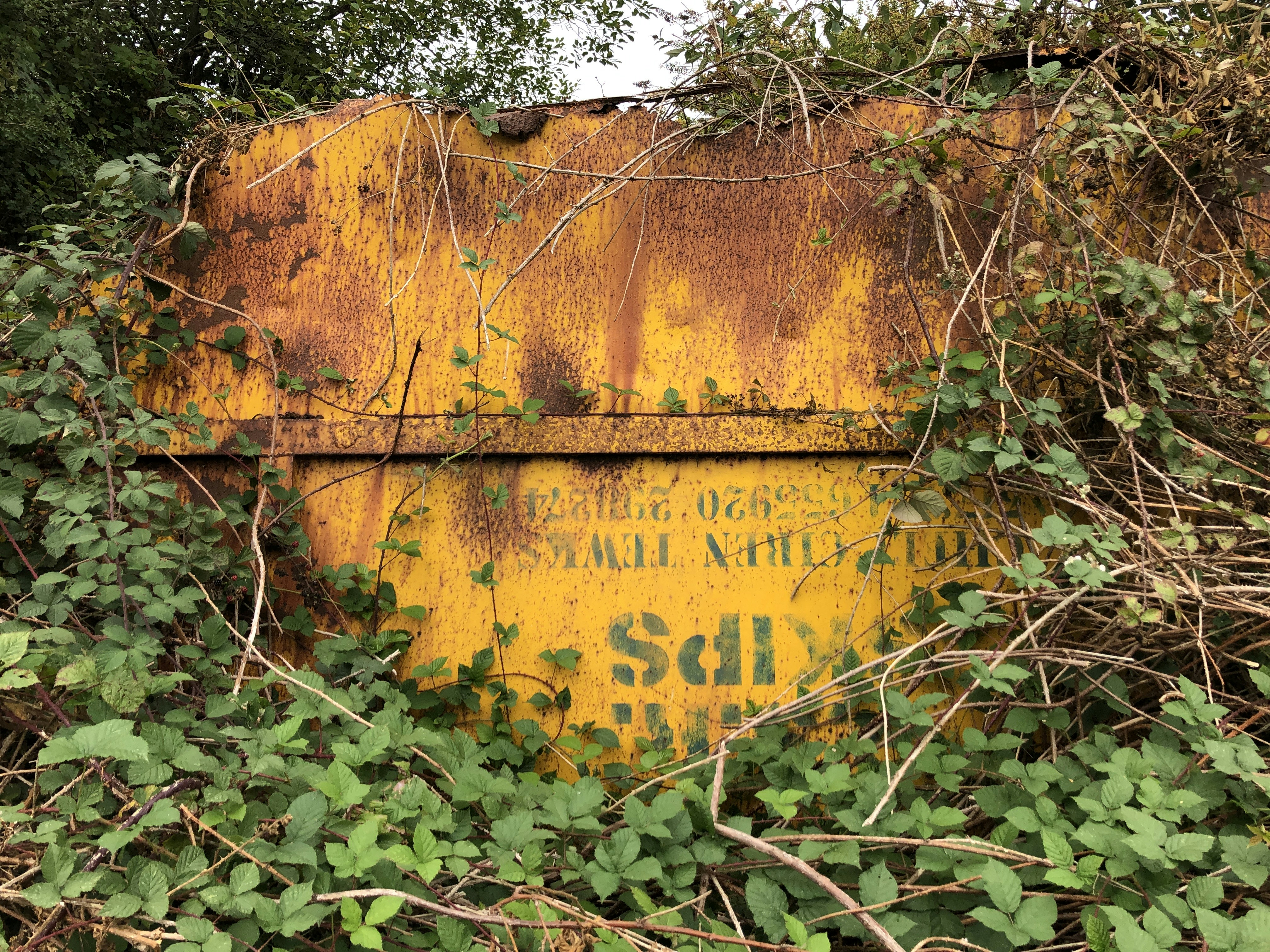 a yellow sign on a wall, 