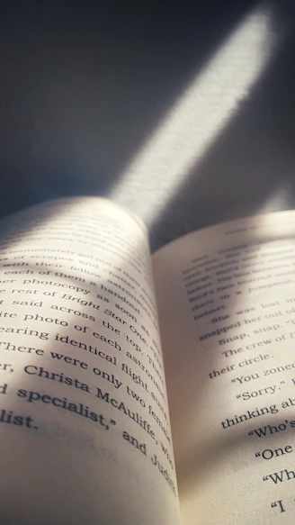 a book open with text on it