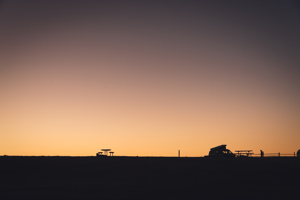 a sunset over a city