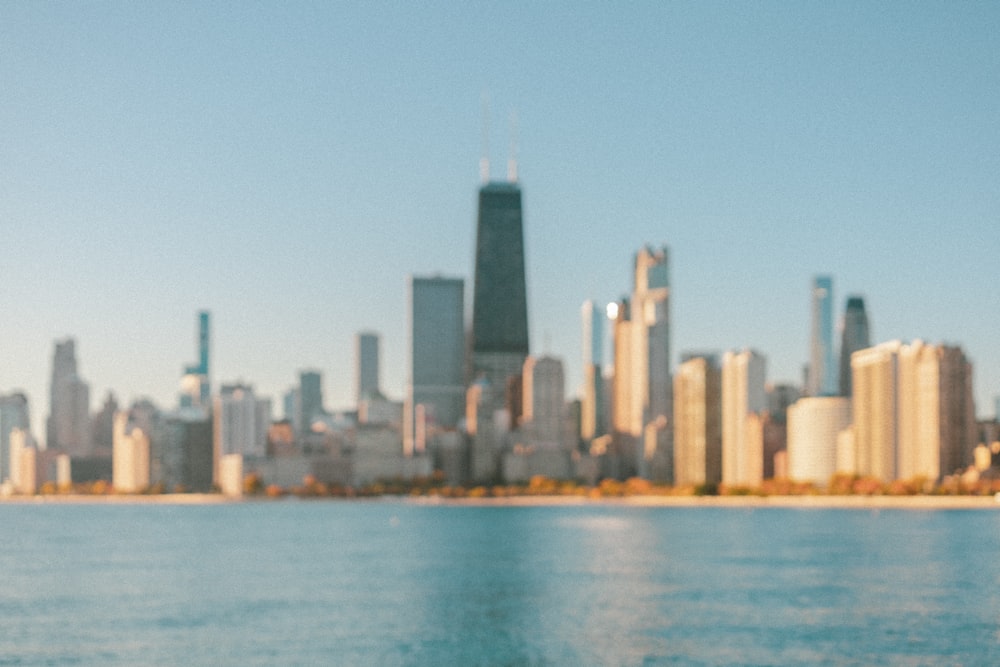 a city skyline across the water