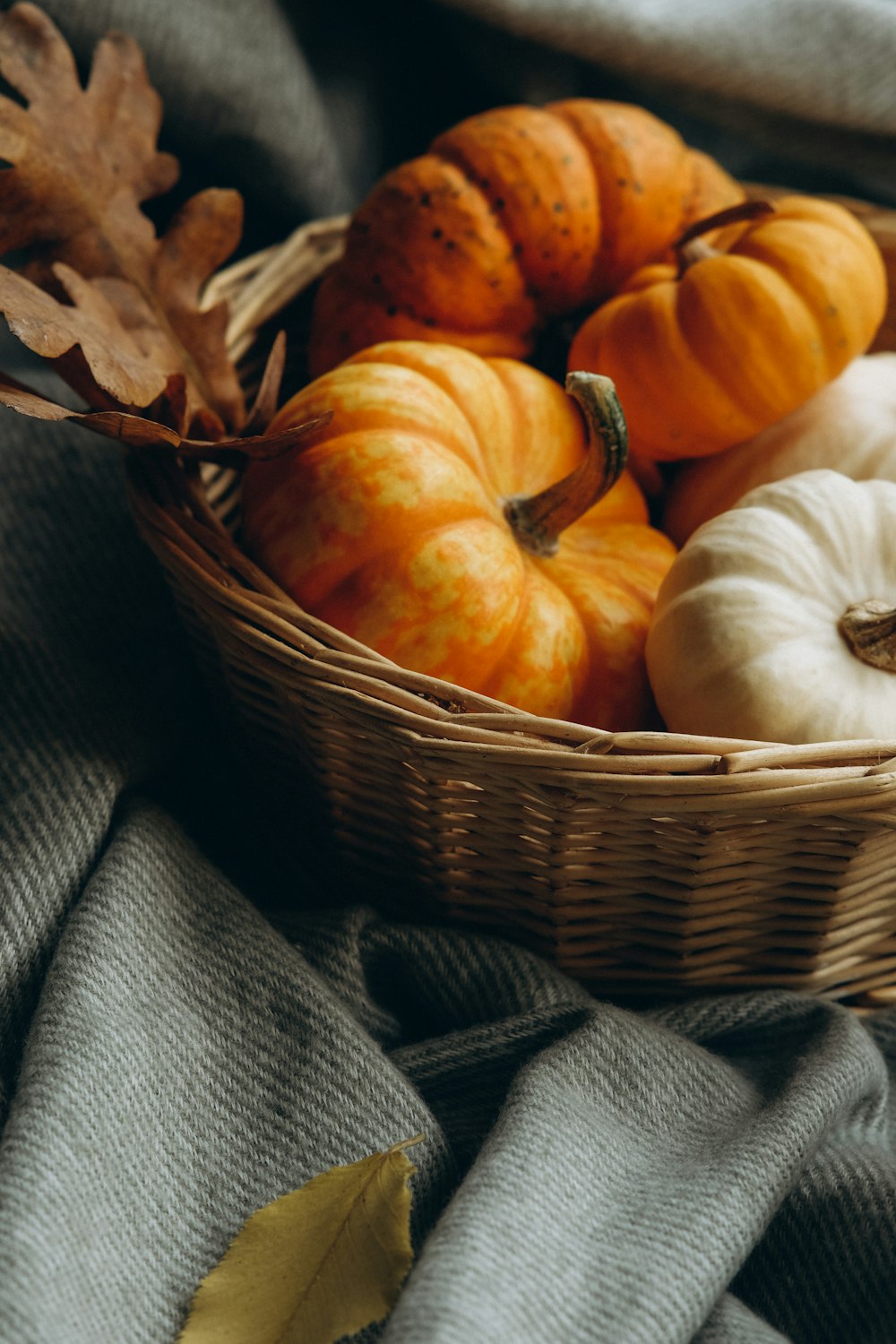 a basket of pumpkins