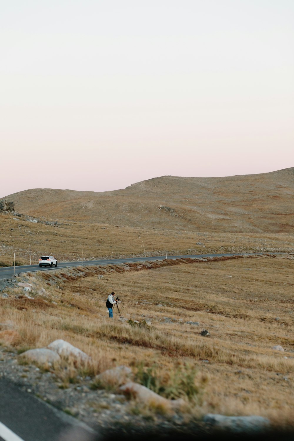 a person walking on a road