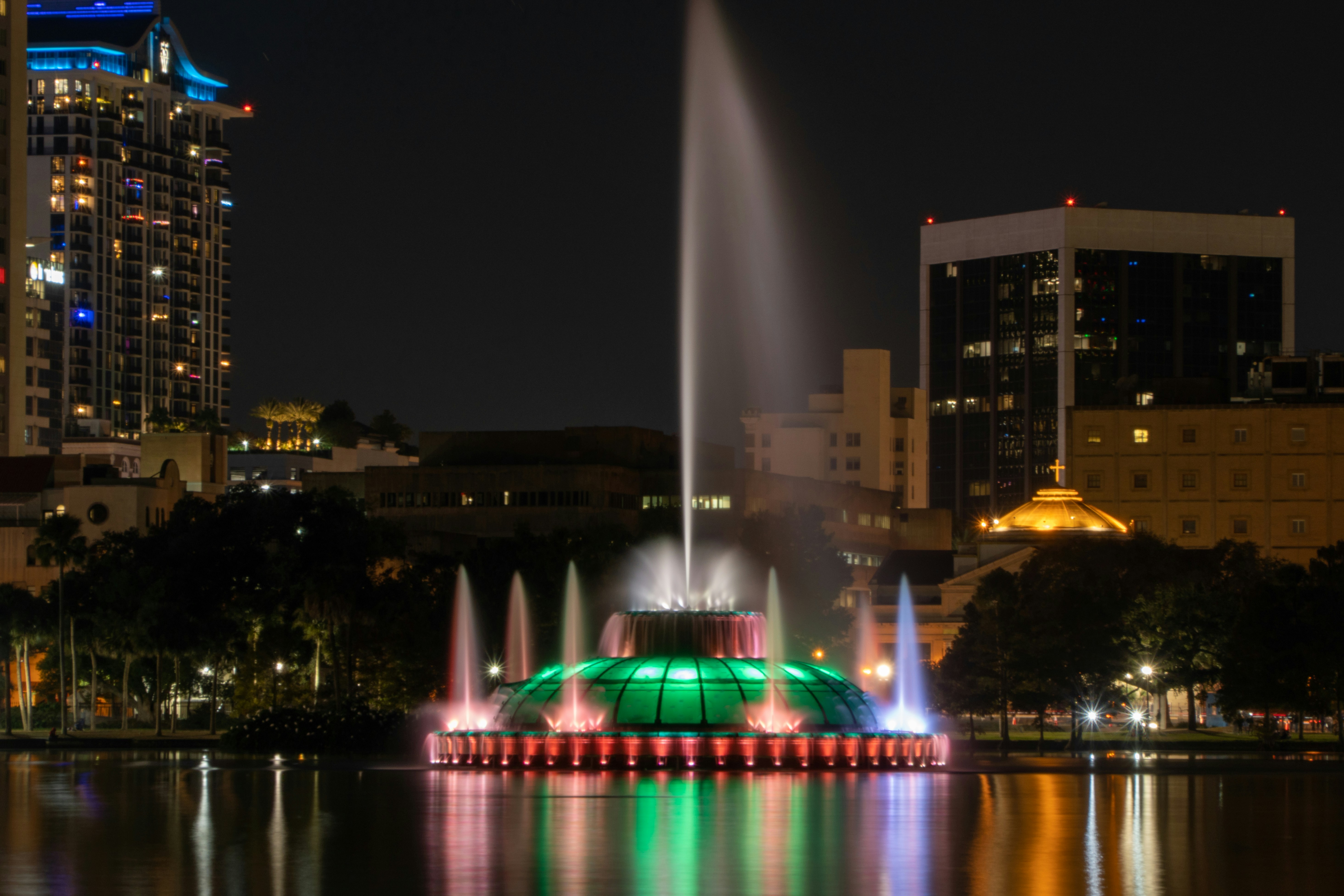 a fountain in a city