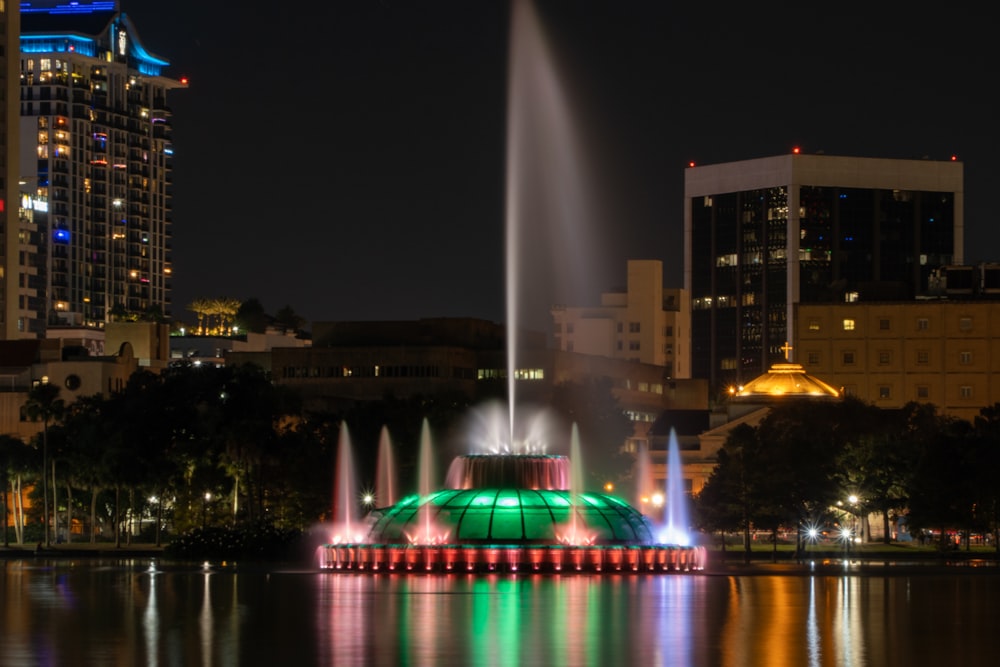 a fountain in a city