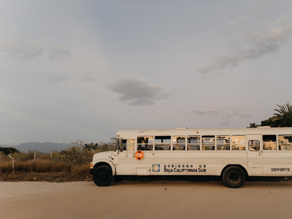 a bus parked on a road