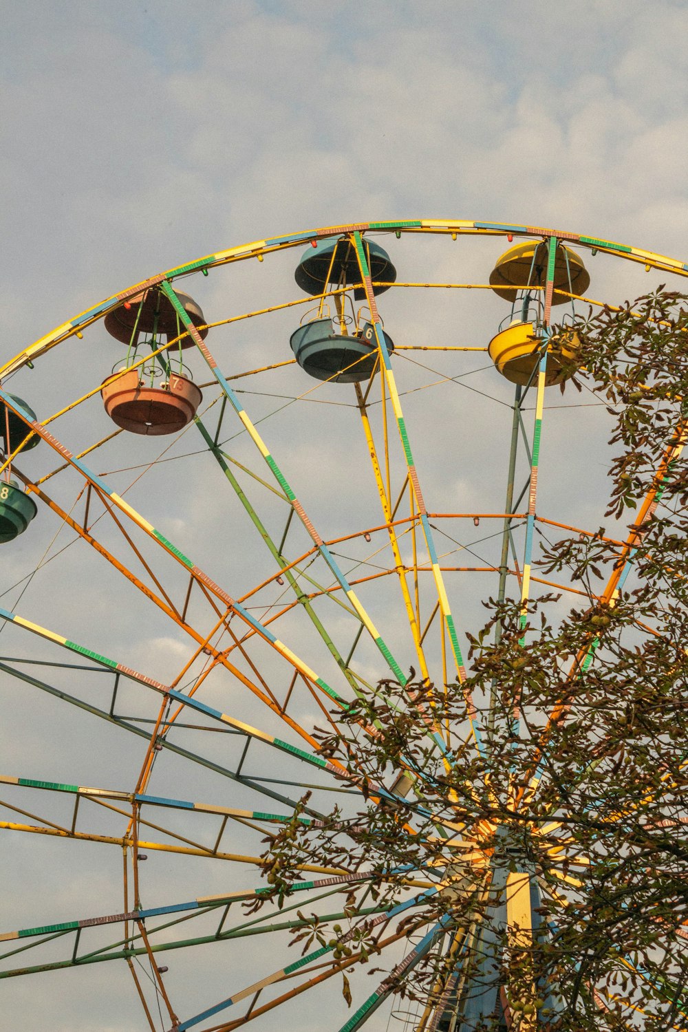 a ferris wheel with trees around it