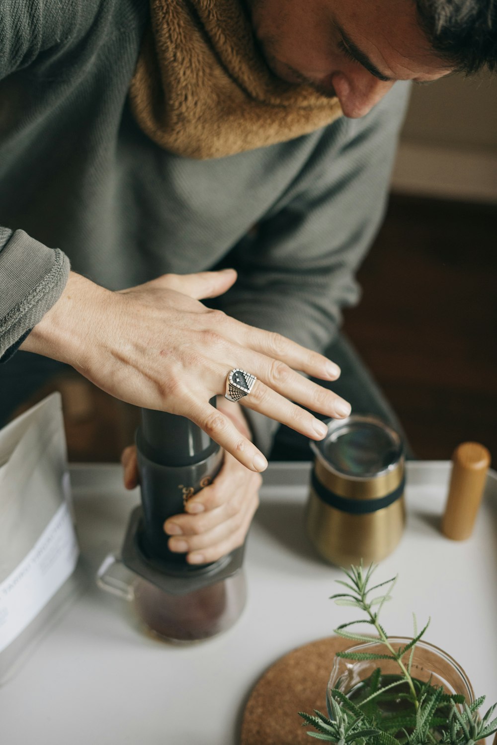 a man using a grinder