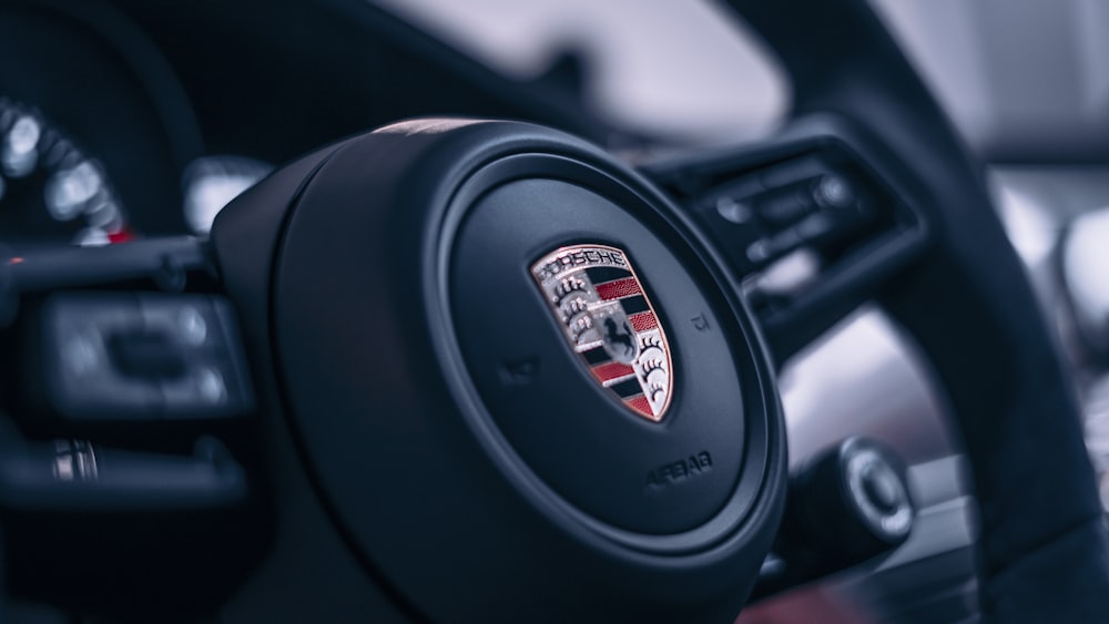 close up of a car steering wheel