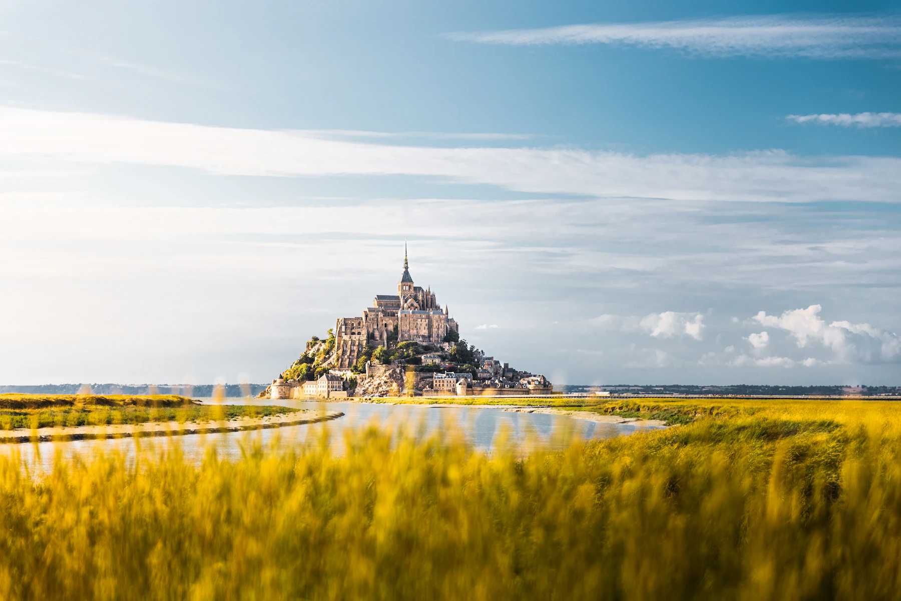 Mont-Saint-Michel rising above the surrounding bay