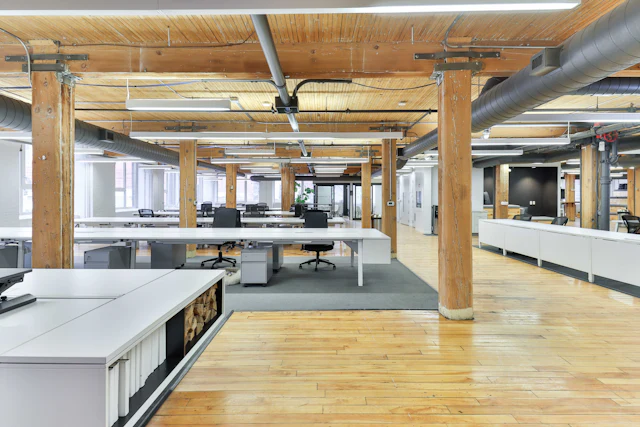 Column Bay Workspace — commercial manager cabin interior design