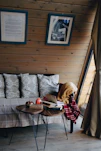 a person sleeping on a couch