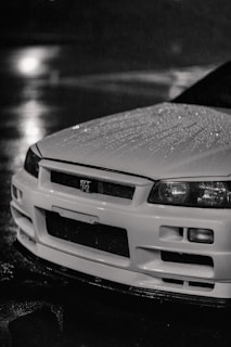 a car parked in the rain