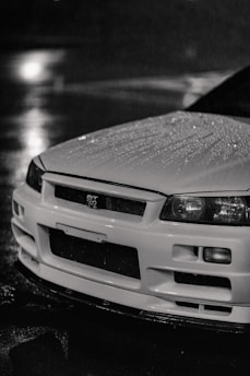 a car parked in the rain