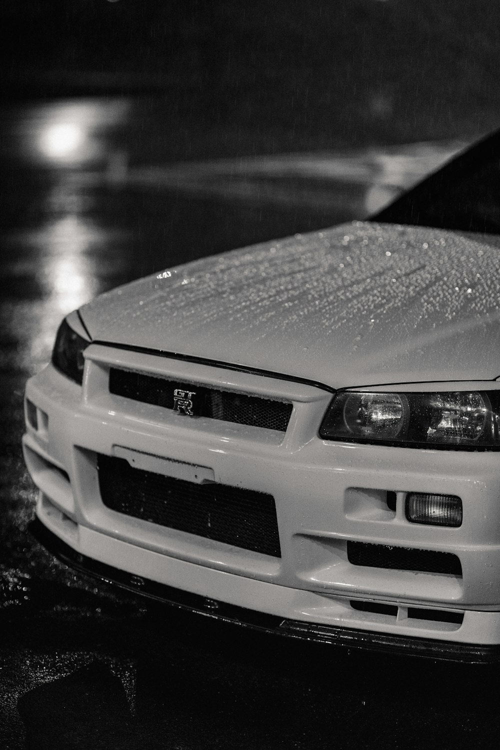 a car parked in the rain