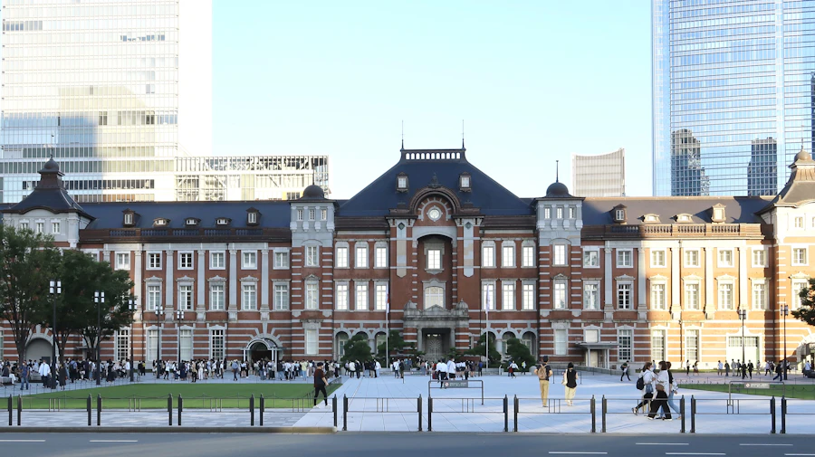 傍晚的東京車站紅磚建築