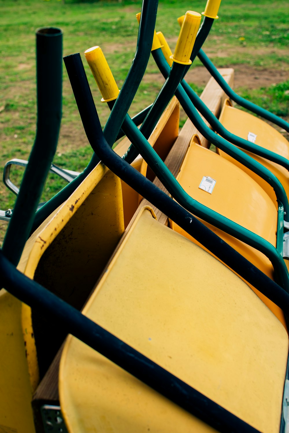 a yellow and green playground toy