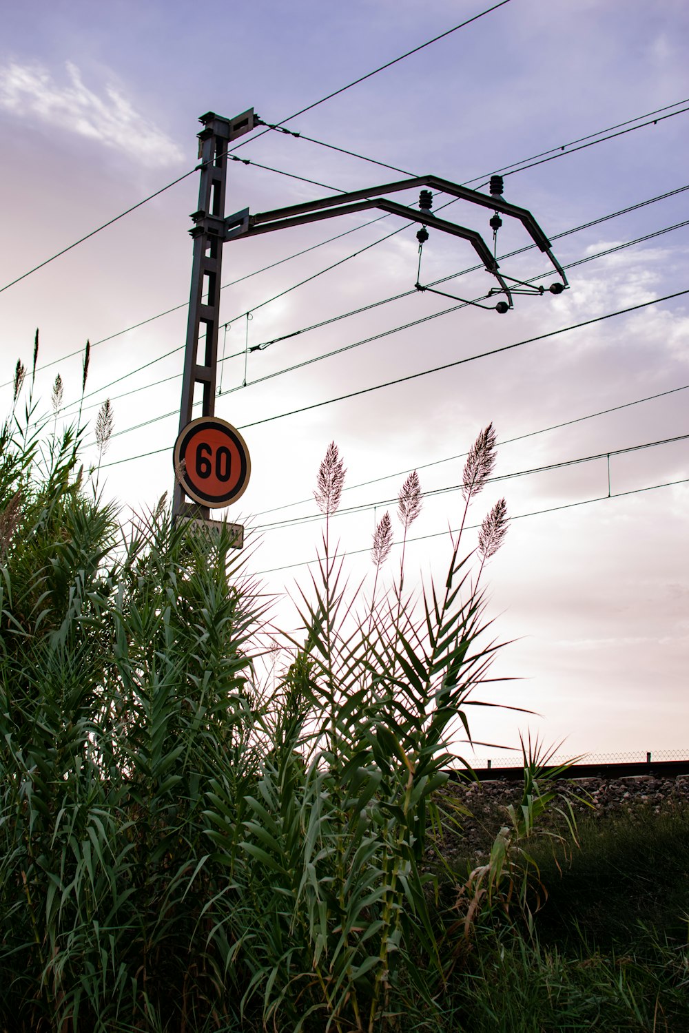 a power line with a sign on it