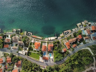 a city next to a body of water