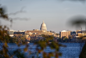 a body of water with buildings along it