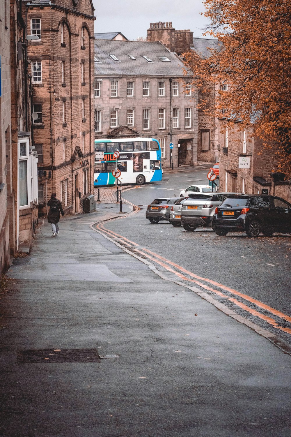 a bus and cars on a street