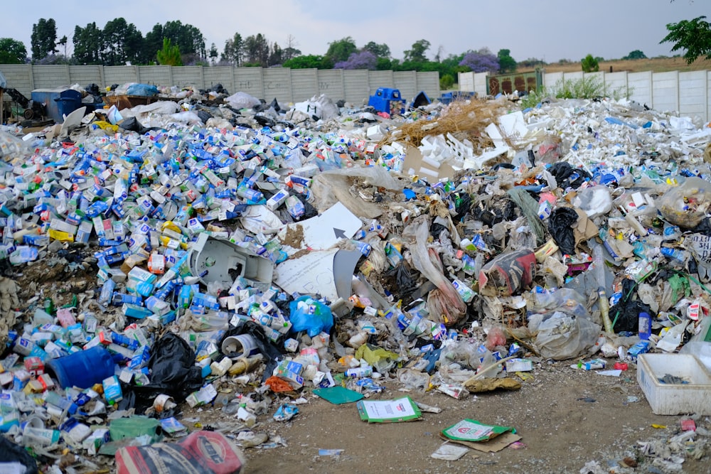 a large pile of trash