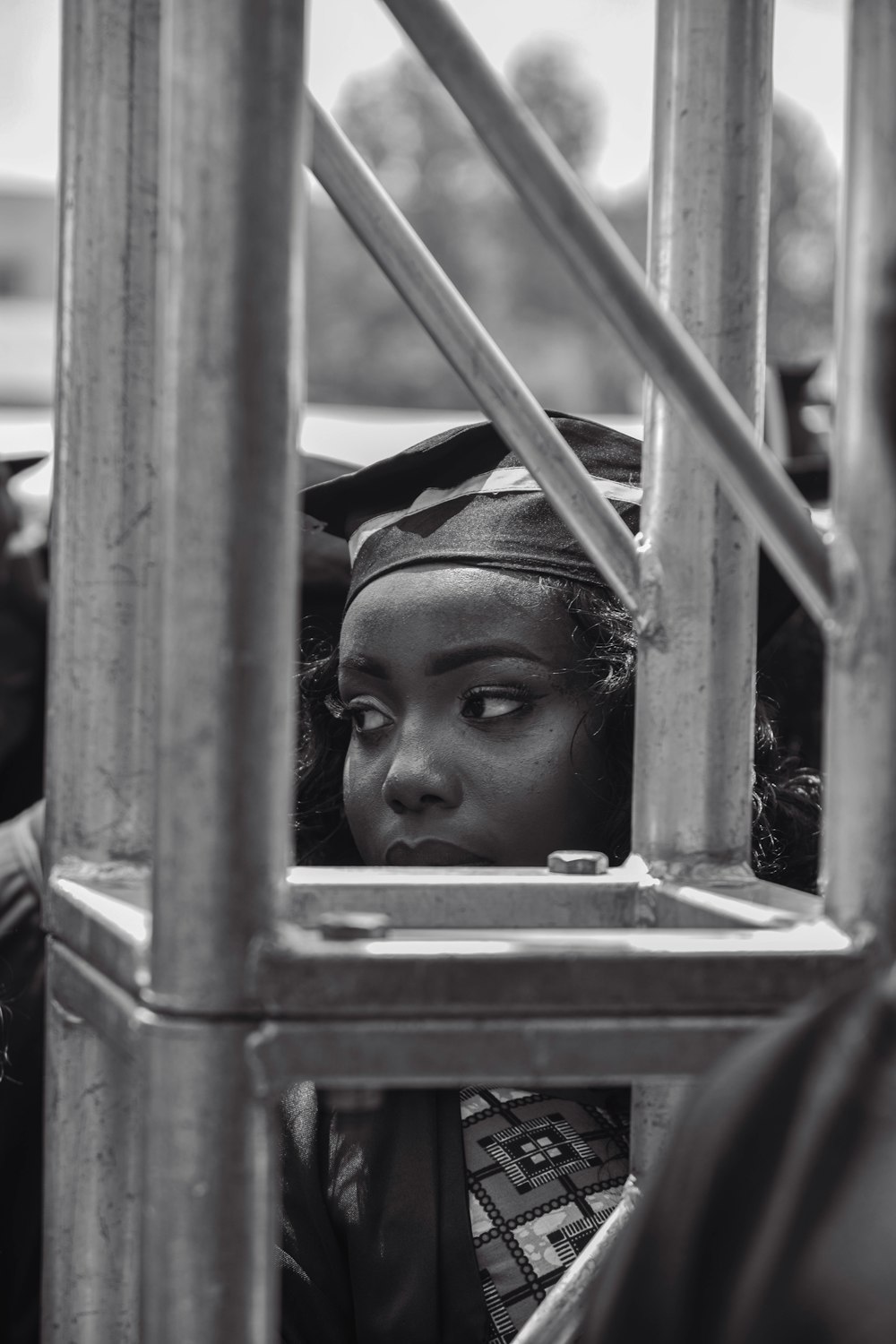 a person looking through a window