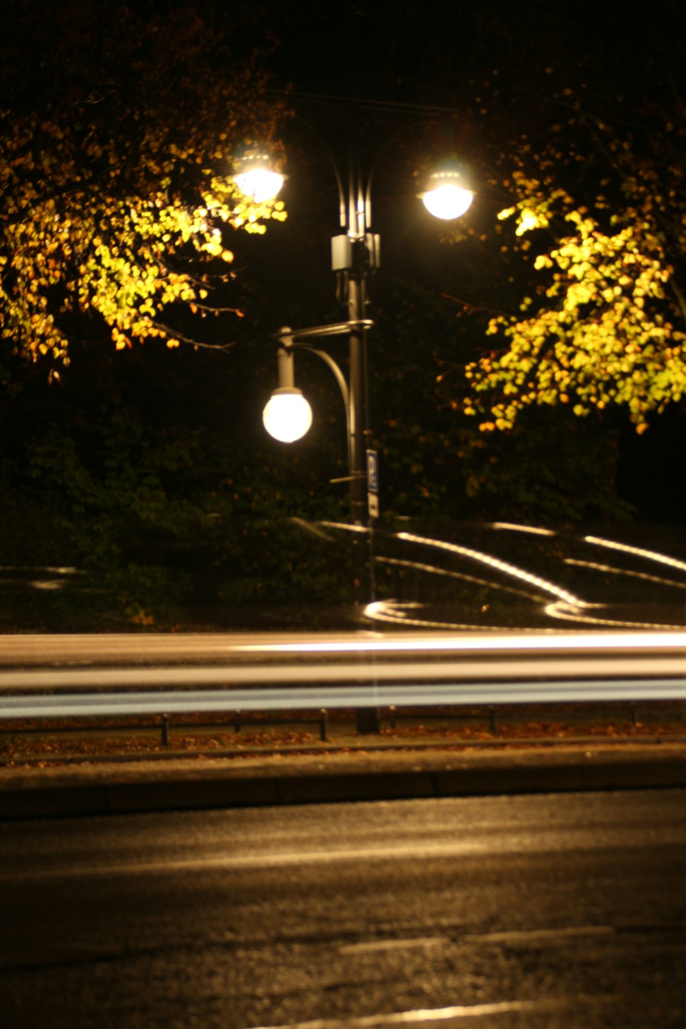 a street light at night