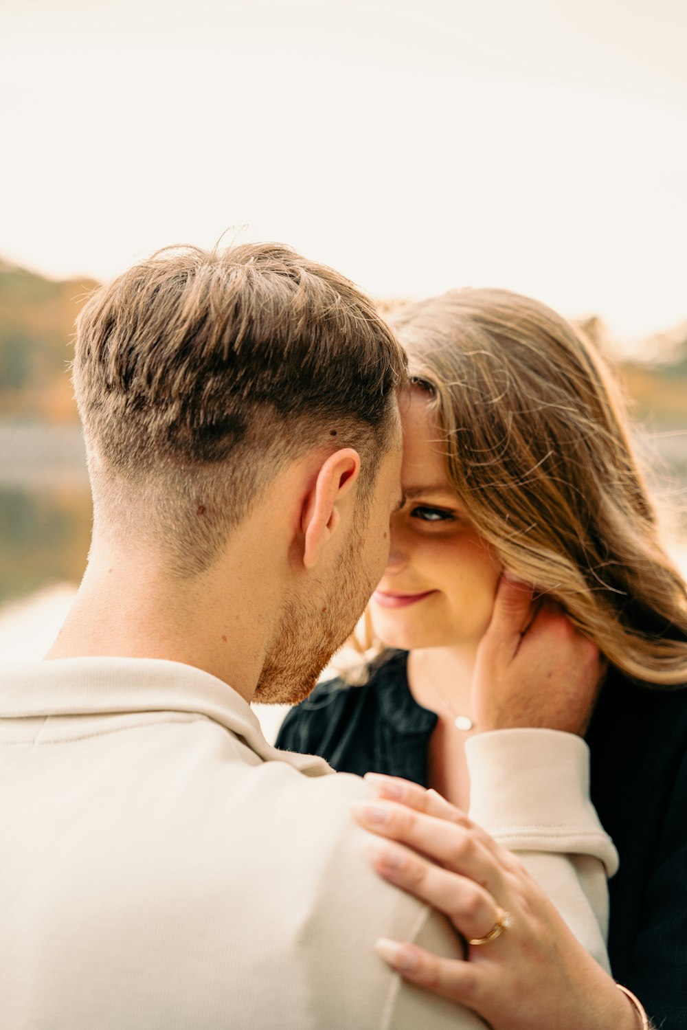 a man and woman kissing